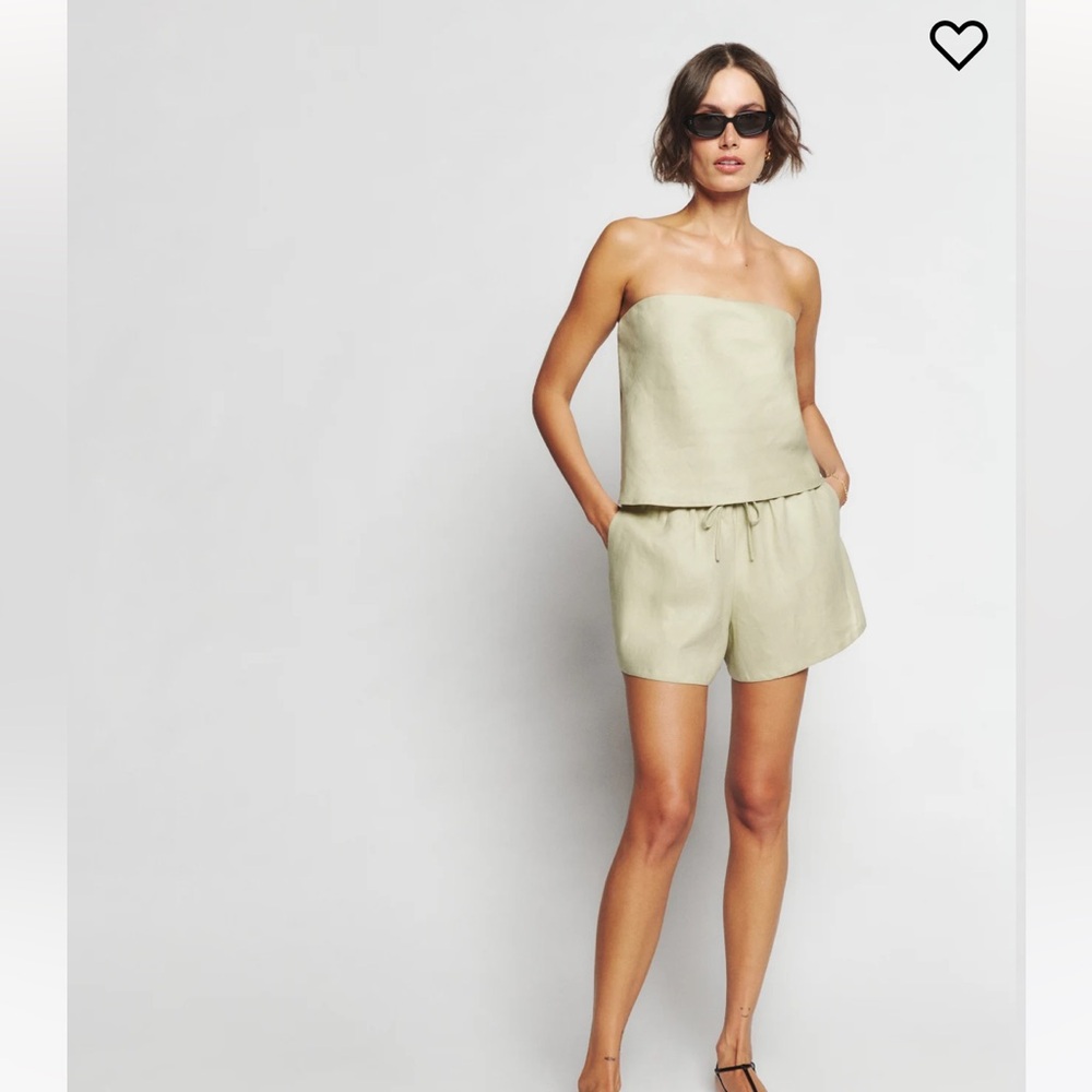 Reformation spritz strapless top and short set size xs linen